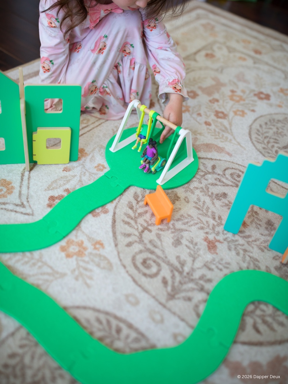 Lovevery | Wooden Modular Village & Pathways + Friends & Swing Set